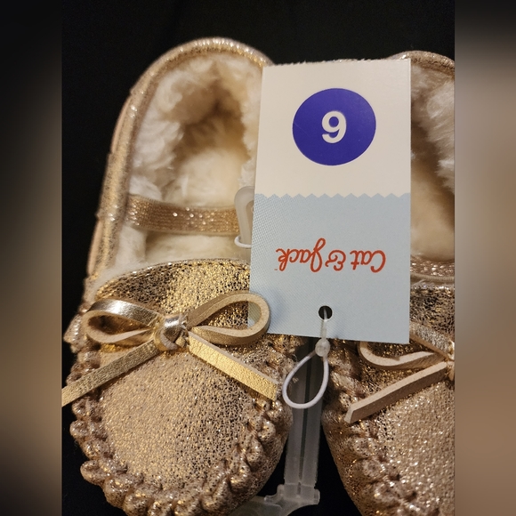 Toddler Girls' size 6 Gold Cellina Moccasin Slippers - Cat & Jack  Glitter - Picture 2 of 6